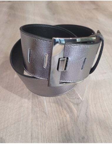 Ceinture haute en cuir argent Eve