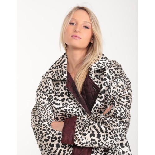 Leslie leopard silk trench coat