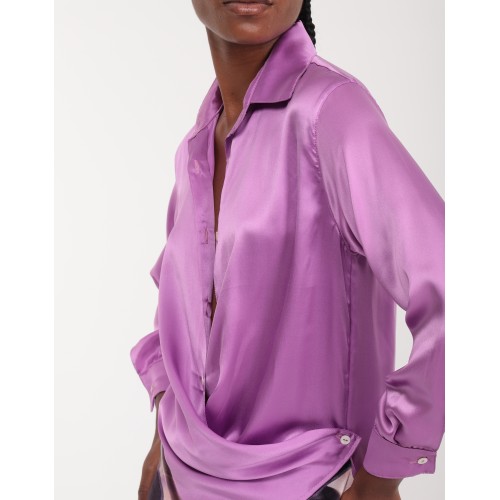 Leila mauve satin blouse